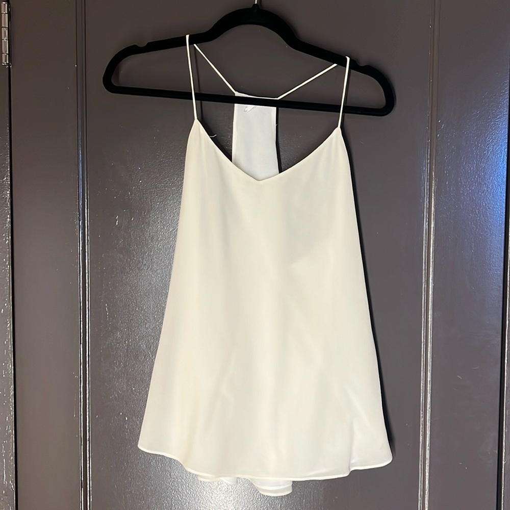 Cream silk t-back tank